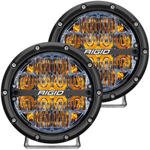 360 Series LED Round Fog Light, 6 Inch, Driving, Amber Backlight, Pair