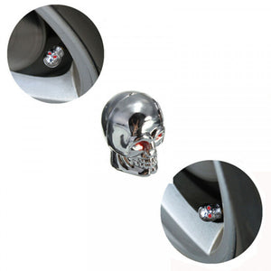 Tire Valve Cap - Chrome Skull