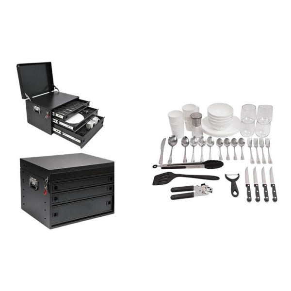 Portable camping kitchen with utensils