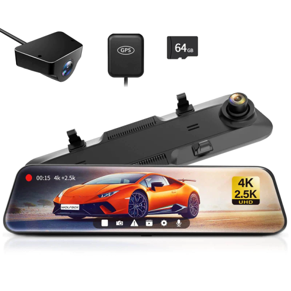 WOLFBOX G900, 12" 4K+2.5K Mirror Dash Cam