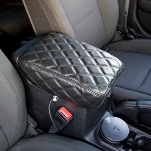 Jeep Wrangler JL 18-19 Center Console Premium Cover Diamond Black W/ Black Stitching