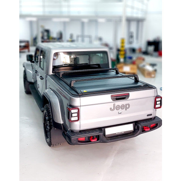 Jeep Wrangler JT Gladiator 19-23 Electric Retractable Tonneau Cover, Cross Bar